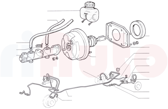 Satz Bremsleitungen Fiat 124 Spider all brake line set